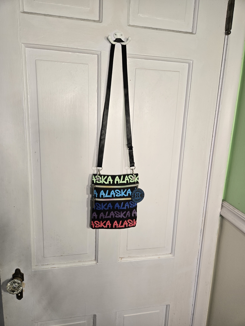 Robin Ruth Neon Alaska Crossbody Bag - Black with Multicolor Logo
